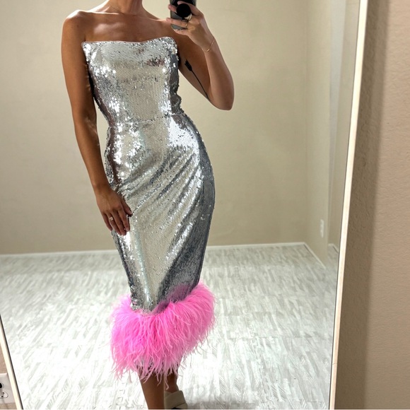 Hand Crafted Dresses & Skirts - NWT She Is Me Custom Sequin Feather Midi Dress